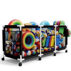 365 Gallon 103" Pool Storage Bin XXXL Extra Large Swimming Pool Float Storage Bin, Pool Noodles Holder, Toys, Floats and Balls Mesh Rolling Storage Or