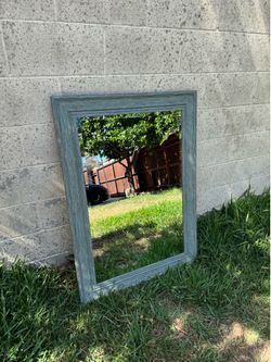 Large Rustic Gray Wood Wall Mirror 43” x 31” | Farmhouse | Real Glass | Ready to Hang