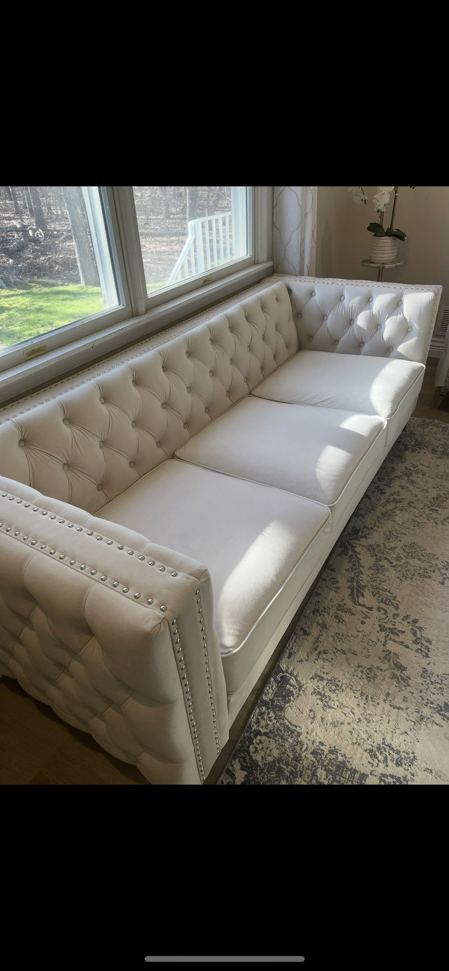 Ivory Velvet Sofa