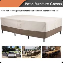 XL Rectangular Outdoor Patio Furniture * Fits up to 120” L x 100” W x 36” H Viny.  Bought from Costco last year. Never opened it. Just opened it to ta