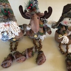 3 pc- 16” Plush Garson Festive Holiday Decorative Dolls