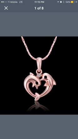 New Arrival Nice 18K Real Gold Plated Dolphin Necklace Pendants Fashion Jewelry (Color: Rose gold)