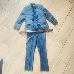 Glass Club Boy Suit Jacket, Pants,  Belt & Tie  Size 6 Blue