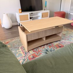 Fluted coffee table with storage. Brand new