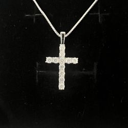 Moissanite Cross Pendant With 18” s925 Sterling Silver Chain