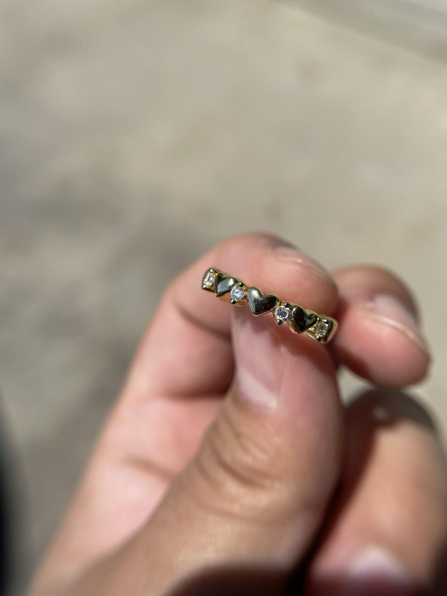 14k Gold Plated Certified Moissanite Heart Ring, Women Moissanite Band Ring Sz 6