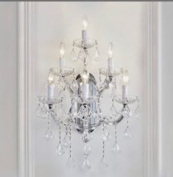 Large Modern Crystal Wall Lamp - 6 Lights Maria Theresa Wall Chandelier Light Fixtures, Chrome Wall Mounted Sconce For Hotel, Living Room, Hall, Lobby