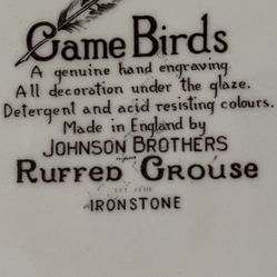 Johnson Brothers Game Birds.China. Made In England