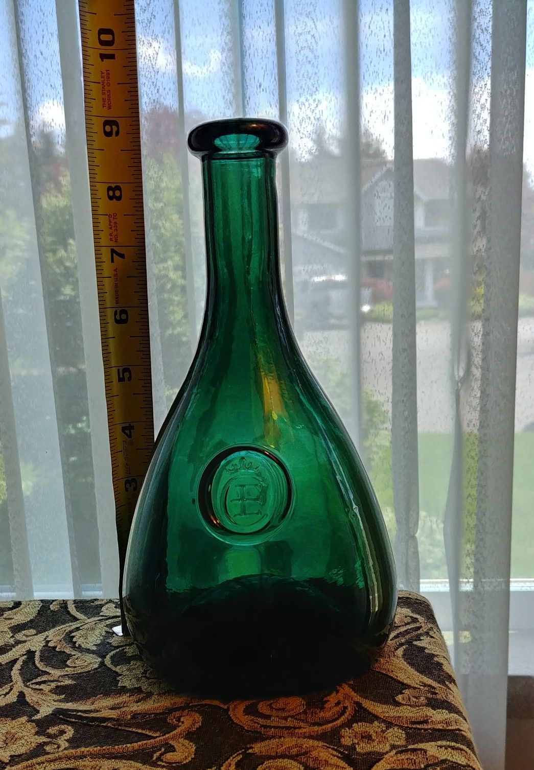 Vintage Holmegaard Elsinore Wine Bottle Dark Green Glass Carafe CE Crown Antique