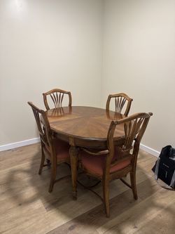 Vintage Wood Dining Table with 4 Chairs