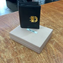 Miu Bifold Wallet Rfid Recent Logo Metal Fittings