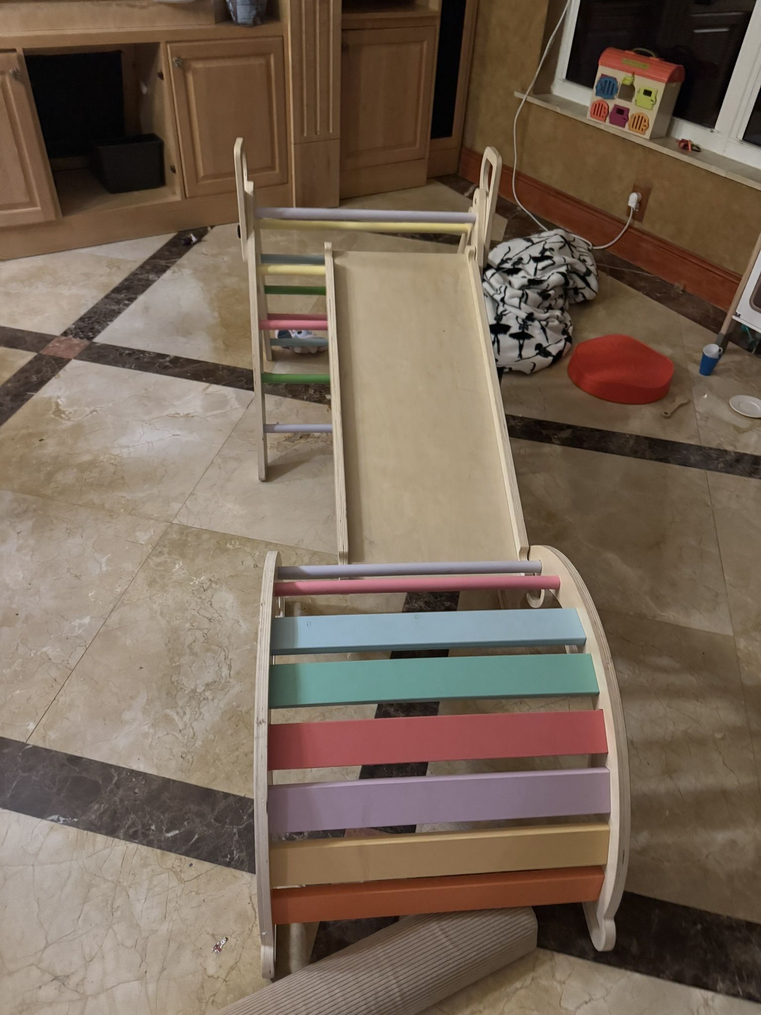 Toddler Compact Climbing Toy Slide Wood