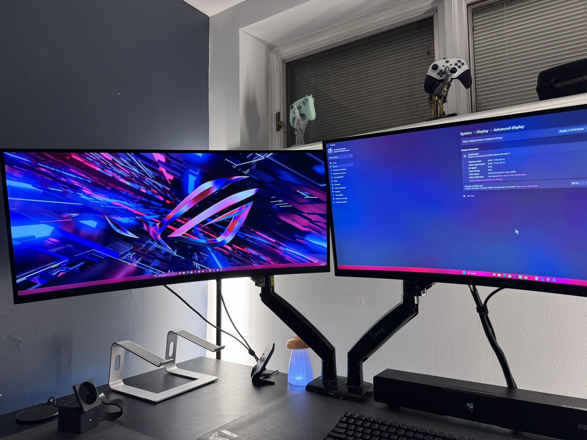 TWO Asus VG34VQL3A Curved Monitors With Dual Arm Stand