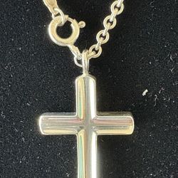 Tiffany & Co. Concave Cross Necklace Pendant Sterling Silver 925