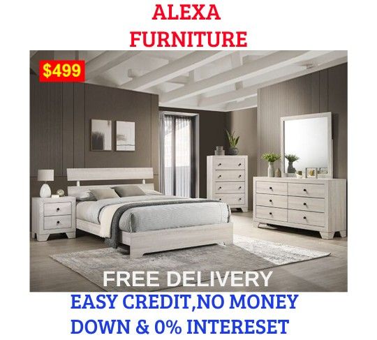 BRAND NEW 4PC QUEEN SIZE BEDROOM SET SPECIAL INCLUDES: BED FRAME, DRESSER,  MIRROR  AND  NIGHTSTAND  AVAILABLE IN KING FOR $150 MORE. ADD MATTRESS CHE
