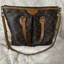 Louis Vuitton LV Tote Bag Purse Palermo PM Brown Monogram