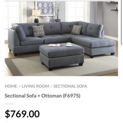Gray Sectional Sofa With Ottoman