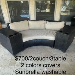 2 Couch / 3 Drink Stand Set Within 2 Colors Full Set Cushions