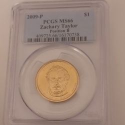 Graded Zachary Taylor Dollar Position B MS66