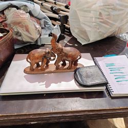 Wood Elephant Statue 