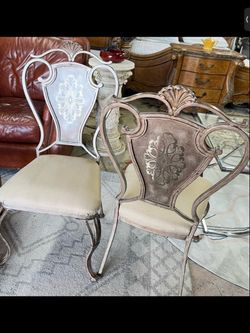 Ornate Metal Dining Chairs Set of 2