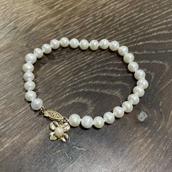 Genuine Natural Pearl Strand Bracelet with 14K Yellow Gold Clasp