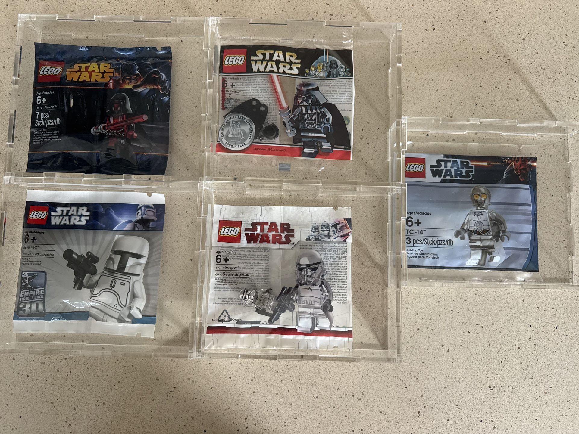 LEGO Polybag Minifigures Darth Revan, Boba Fett, TC-14, Chrome Stormtrooper, Chrome Vader