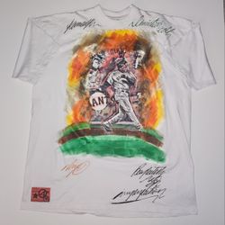 Rare Vintage 90s / early 00s KAMA 4K brand artist painted SF Giants Barry Bonds T-shirt size 4XL