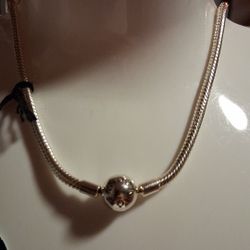 PANDORA MOMENTS AUTHENTIC BRAND NEW STERLING SILVER SIGNATURE BALL CLASP SNAKE CHAIN NECKLESS 17 5 INCH