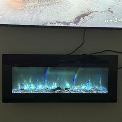 40” Electric Wall-Mounted Fireplace – Slim, Modern, Adjustable Flames