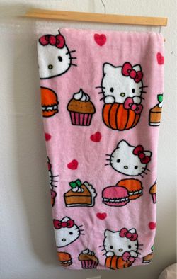 Hello kitty fall pumpkin blanket