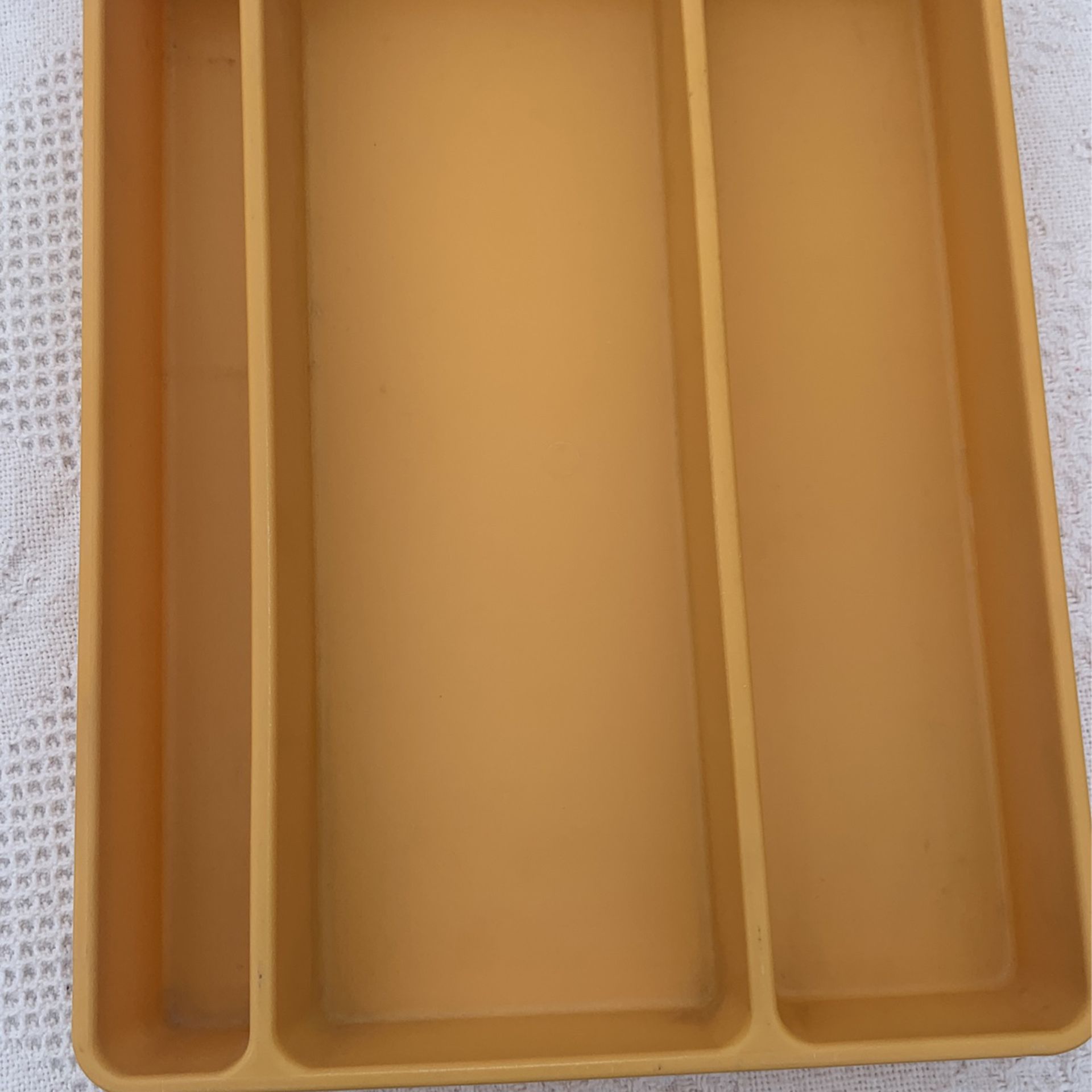 Vintage  Yellow Hard Plastic Silverware Tray Utensil Holder 
