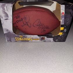 SIGNED CLEVELAND BROWNS JIM HOUSTON & CLEO MILLER MINI SPALDING FOOTBALL STILL IN BOX