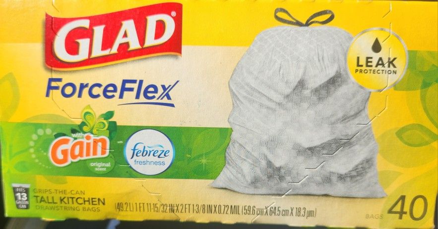 40 Count Glad Trash Bags Gain/ Febreze Scent