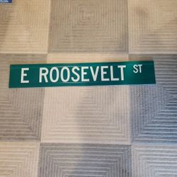 Authentic  LARGE Retired "E ROOSEVELT ST" Double Sided 36" X 6" Street Sign