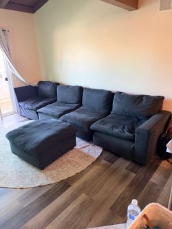Dark Gray Modular Sectional Sofa with Ottoman