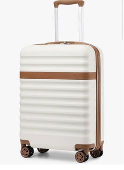 Airline Approved Carry On Luggage, 22x14x9 inches, 20 Inch Expandable Lightweight Hardshell Suitcase with TSA Lock, (Cream Brown, Suitable for 1-3 Day
