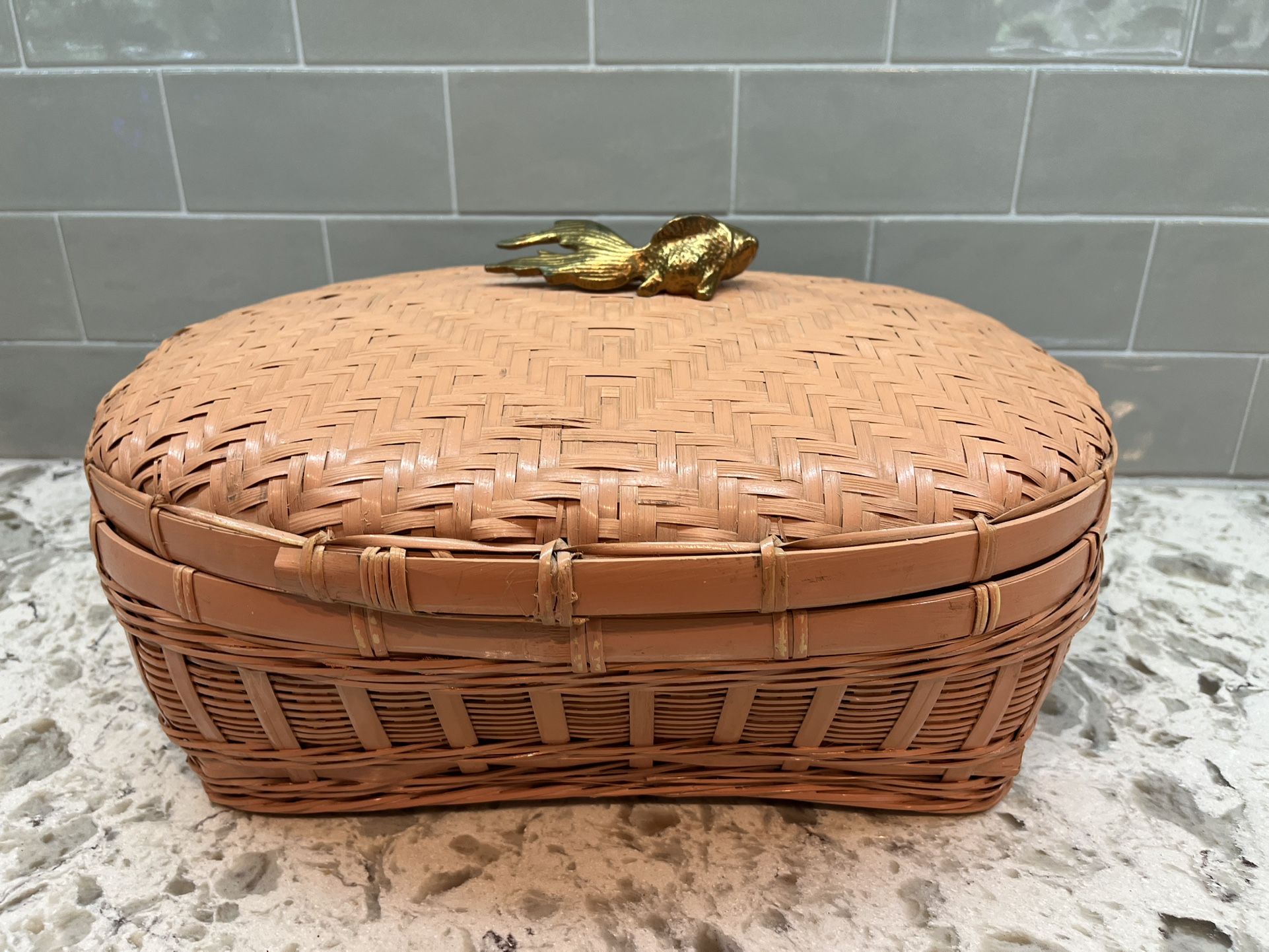 Koi Antique Sewing Basket