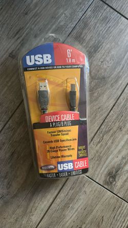 NEW! Belkin USB 2 Hi-Speed Cable - 6ft/1.8m - USB A to B - for Printers/Scanners