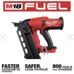 MILWAUKEE  M18 FUEL 18-Volt Brushless Lithium-Ion Cordless 21-Degree Duplex Nailer