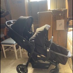 Double Stroller for Twins Infant & Toddler, Foldable Tandem with 5-Point Safety Harness, Convertible Twin to Single Stroller, Compact Lightweight Desi