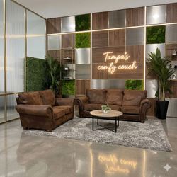 🛋️ Suede Leather Sofa & Loveseat Set (Delivery Available!! )