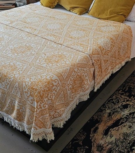 Bates Vintage Jacquard Coverlet Bedspread USA MCM Full/Dbl/Queen
