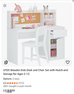 Wooden Kids Desk and Chair Set
