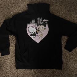 Black Hello Kitty Betty Boop Graphic Hoodie 