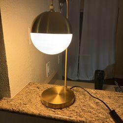 Mid Century Modern Brass And Glass Globe Lamp 