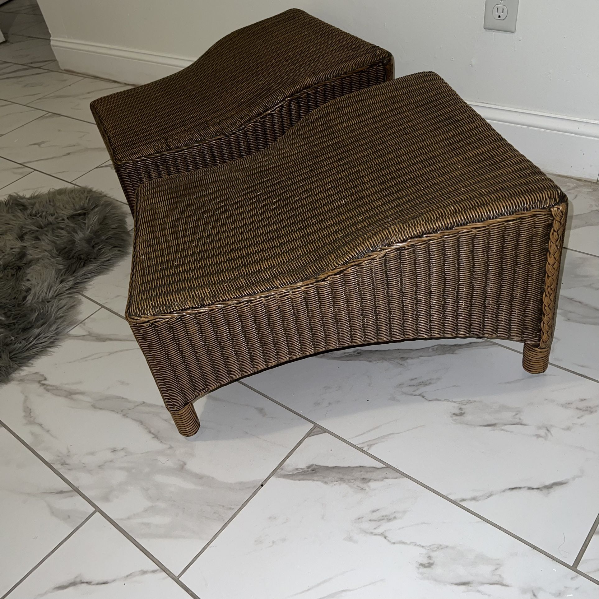 Crate and Barrel Wicker Ottoman Footstool set of two