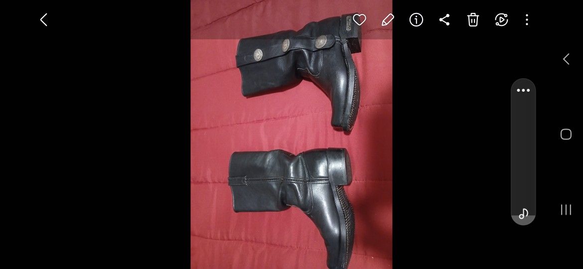 Harley Boots /Leather & Silver/ Oil Resistant Woman's Sz. 6 Med. 