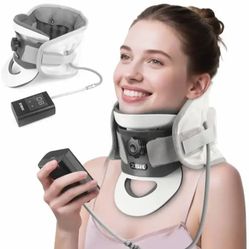 Holniva Cervical Neck Traction Device - FSA Eligible Neck Stretcher, Removable 20° Curved Support, Electric Air Pump with 3D Dynamic Traction 