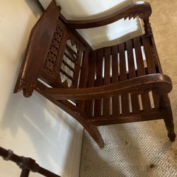 Wooden Antique Oversized Engraved Sitting Chair